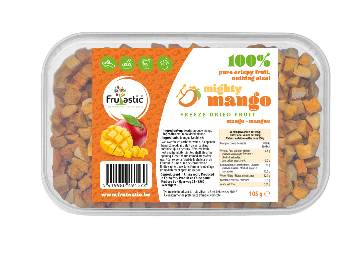 Cubes de mangue lyophilisés 105 g